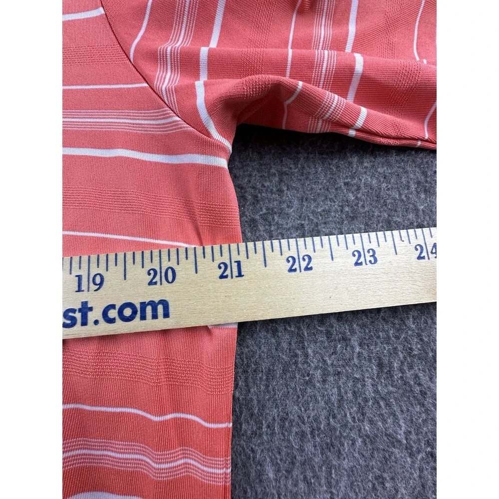 Adidas Polo Mens Medium Orange Striped Short‎ Sleeve Shirt Golf Puremotion